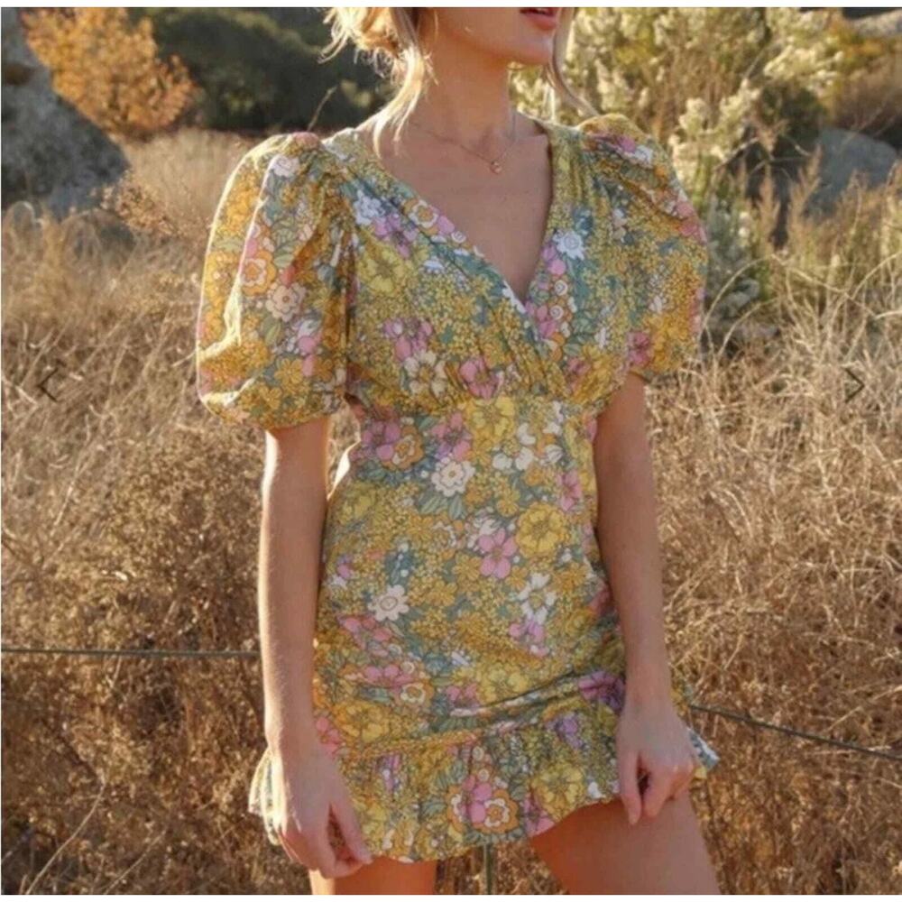 RAHI Petra Floral Mini Dress Anthropologie Size XL 100% Cotton Cottagecore
